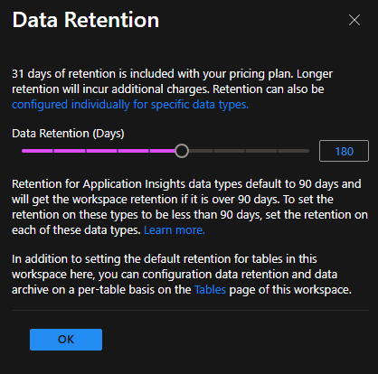 Data Retention Screenshot